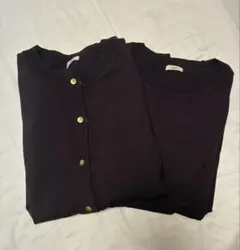 IENA ALBAクルーネックアンサンブル ツインニット　ダークパープル