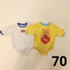 2点セットバースデイ wiggle ウィグルウィグル ロンパース 70黄色 クマ