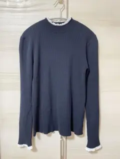 IÉNA ネイビー リブニット 長袖