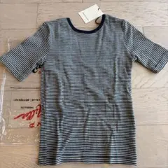 ストライプ　半袖Tシャツ ネイビー×グリーン 36のサムネイル
