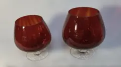 赤色ガラス製ワイングラス2個セット【サイズ大】