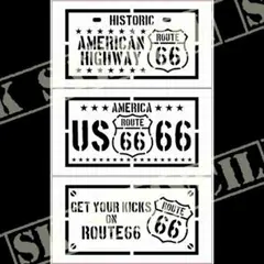ステンシルシート　【N-72】　ナンバープレート　ルート66　ROUTE66