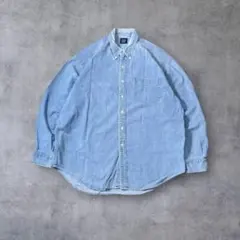【90s】OLDGAPデニムシャツ鬼フェード インディゴボタンダウン紺タグL