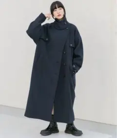 KBF コクーンロングコート ネイビー