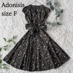 美品　Adonisis　ワンピース　ベルト　リボン　花柄　ボタニカル　Aラインのサムネイル