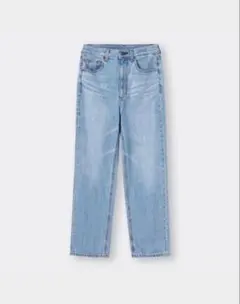 【GU】ハイウエストストレートジーンズ デニムM ライトブルー