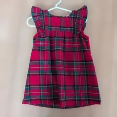 H＆M ワンピース　チェック　フリル　赤