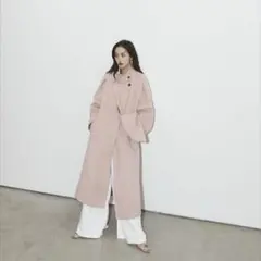 andrea&co ペールウールコート お値下げ】ANDREA&Co. ペールウールコート ピンク - メルカリ