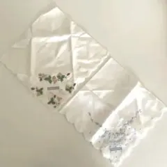 Wedgwood 花柄刺繍 ハンカチ 2枚セット　大判ひざかけ