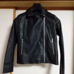 GU ジーユー フェイクレザーバイカーブルゾン ライダースジャケット ブラックL