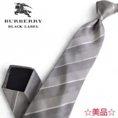 【BURBERRY BLACK LABEL】美品 ネクタイ ストライプ 灰