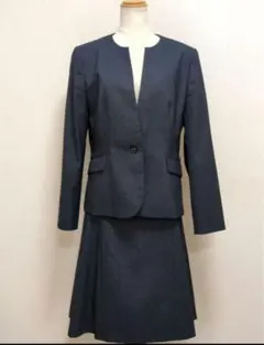 レミュー【美品】ビジネススーツ スカートスーツ ノーカラー 1つボタン 11号