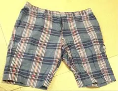 青と赤のチェック柄ショートパンツ　ポールスミス