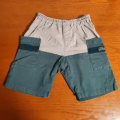 100cm ハーフパンツ 緑とベージュ