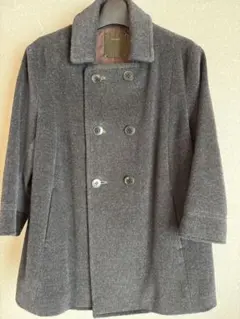ウール混合ダブルブレストグレーコート