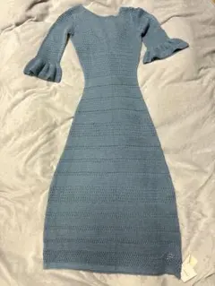 【新品】LILY BROWN 透かし編みニットロングワンピース　F