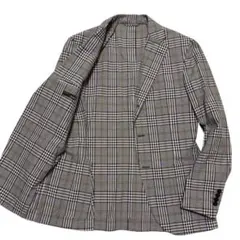 ✨美品✨BEAMS F　テーラードジャケット　リネン混　チェック　ブラウン