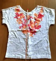 DA MiSS 花柄プリント 半袖Tシャツ ホワイト Lサイズのサムネイル