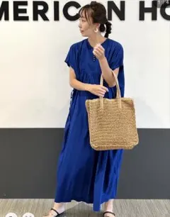 AMERICAN HOLIC ペーパー編み上げ　トートバッグ　ブラウン