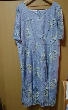薄紫色 花柄 レース ワンピース　大きいサイズ