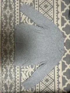 グレー リブ編み 長袖セーター