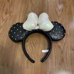 東京ディズニーランド　ミニーカチューシャ　スパンコール　黒