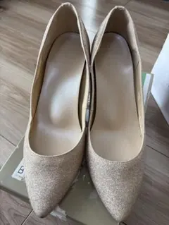 ゴールド ポインテッドトゥ ハイヒール 日本製 velikoko