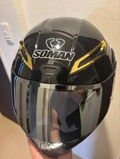 ⭐︎TAKA⭐︎ SOMAN フルフェイスヘルメット ブラック/ゴールド SOMANフルフェイスヘルメット ダブルレンズ 通気システム バイク