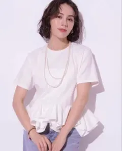 Arpege story ペプラムカットソー ホワイト Sのサムネイル