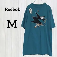 Reebok【M】シャーク Tシャツ ターコイズ プリント サメ ヴィンテージ