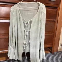 GRL 薄い緑 フロントリボン 長袖シャツ DK1108