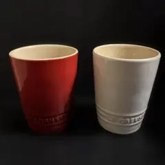 ルクルーゼ　コップ　ペア　紅白