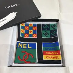 CHANEL シルクスカーフ 黒・多色