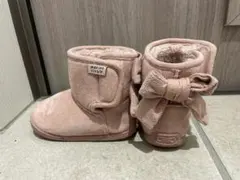 ムートンブーツ15cm女の子 くすみピンク