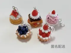 チャーム　フェイクスイーツ　ミニチュア　シルバー　ケーキ　タルト　5個セット