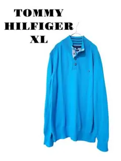 TOMMY HILFIGER XL ポロネックセーター ブルー