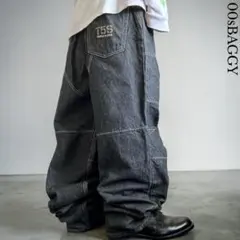 美品 00s トリプルファイブソウル 先染めバギーブラックデニム HIPHOPのサムネイル