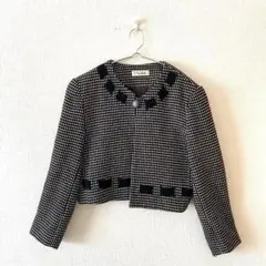 ☆【Play Match】ノーカラージャケット チェック柄 ウール混 11AR