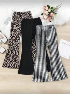 フレアパンツ 2点セット レオパード・チェック