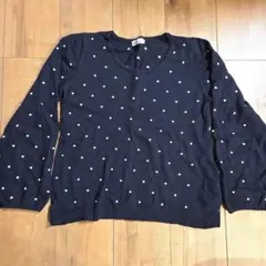 earth music&ecology ネイビー ドット柄薄手のニット Mサイズ