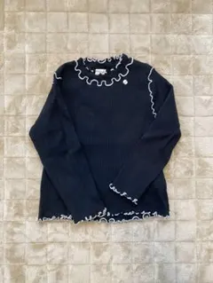 petit main ブラック フリル 長袖カットソー 110cm