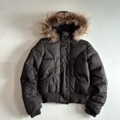 Y2K 00s 平成 ギャル ラクーンファー 短丈 ダウンジャケット 黒