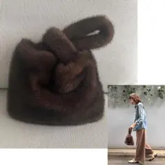 【新品・未使用】ファーバッグ＊ブラウン＊Ade-LifeStyle＊田丸麻紀