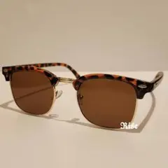 【RISE】サングラス ブラウン ボストン ハーフリム ヴィンテージ風 男女兼用