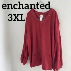 enchanted 赤 Vネック 長袖 トップス3XL