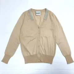 ROPE ロペ ニットカーディガン M パール付き 長袖 淡オレンジ きれいめのサムネイル