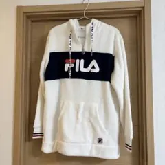 FILA フード付きパーカー ホワイト/ネイビー