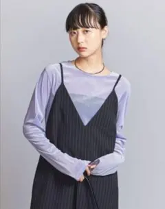 BEAUTY&YOUTH メッシュベロア カットソー