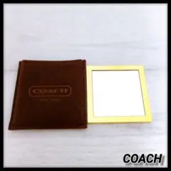 COACH コーチ コンパクトミラー 手鏡 ゴールド ベロアケース付き