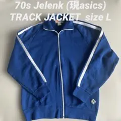 70s　asics　アシックス　Jelenk　ジェレンク　トラックジャケット/ジャージ　ヴィンテージ　青　ブルー　　古着 ジェレンク Jelenk 70s トラックジャケット ジャージ 濃紺 水色 - メルカリ
